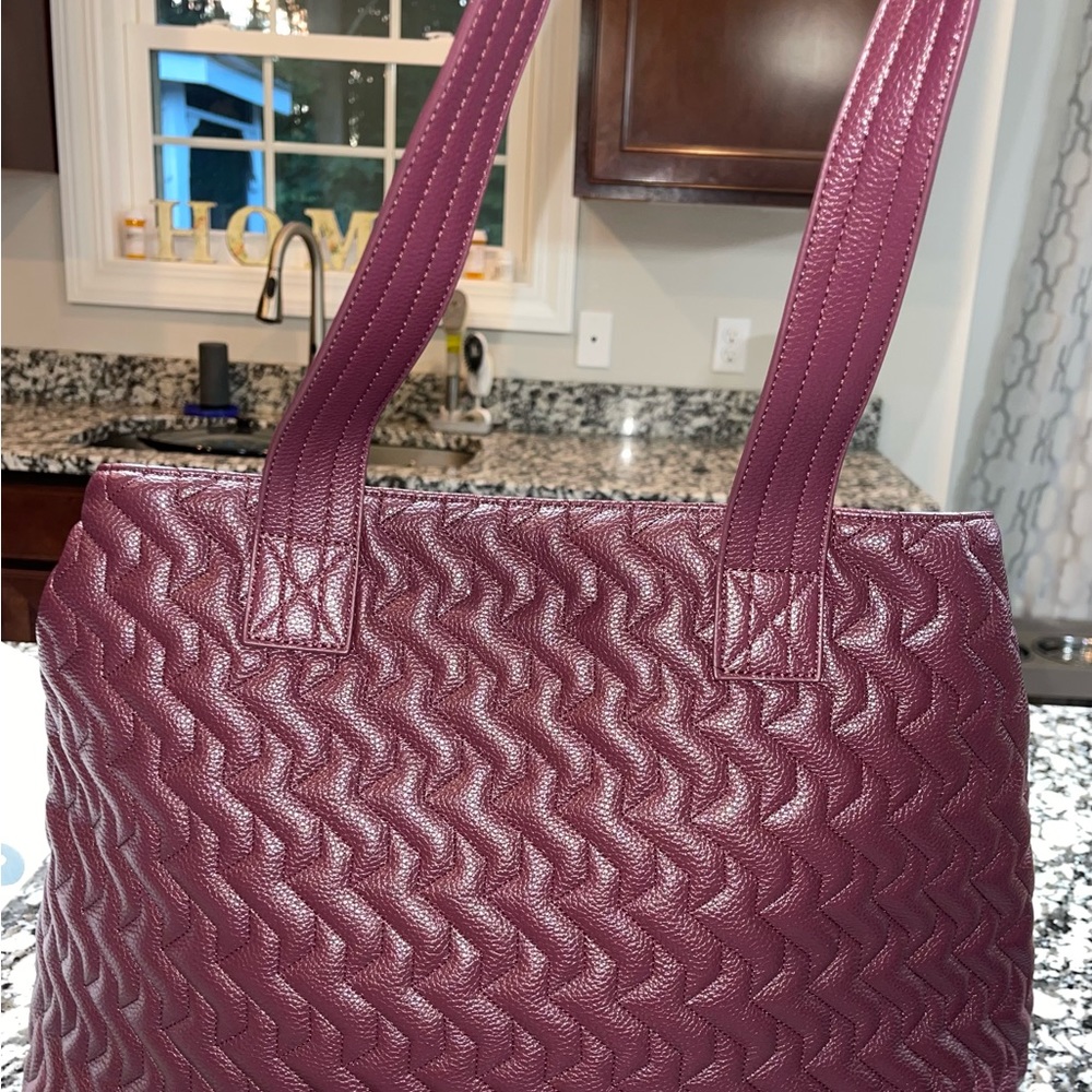 Tempo Classic Wine Red Vegan Leather Tote Bag